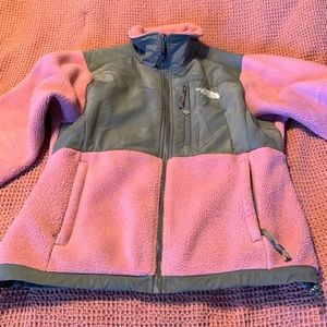 North face pink/gray fleece jacket